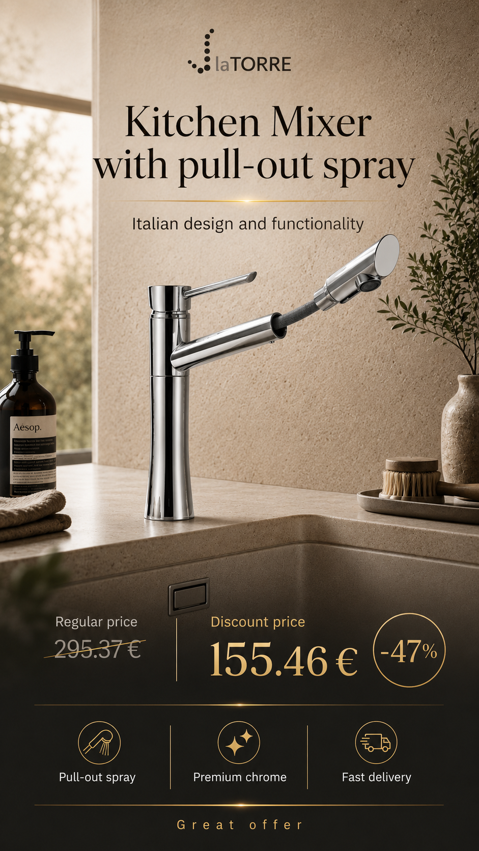 Kitchen faucet with shower 17181 C, KONVEX